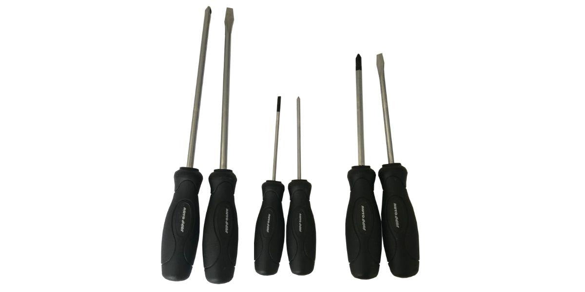 Autogear Screwdriver Set Black Handle 6Pc