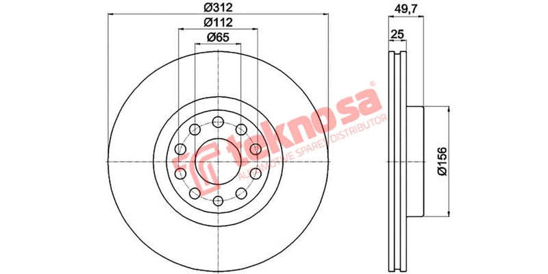 Brake Disc Audi A3/Caddy/Golf 5 04- (Fv)