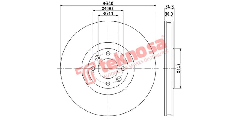 Brake Disc Citroen Ds4/Ds5 Peugeot 308 (Fv)