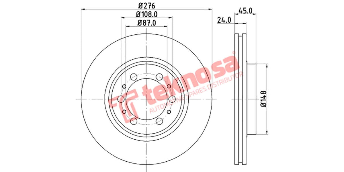 Brake Disc Colt 2.8D/Pioneer 2.8 4X4 99- (Fv)