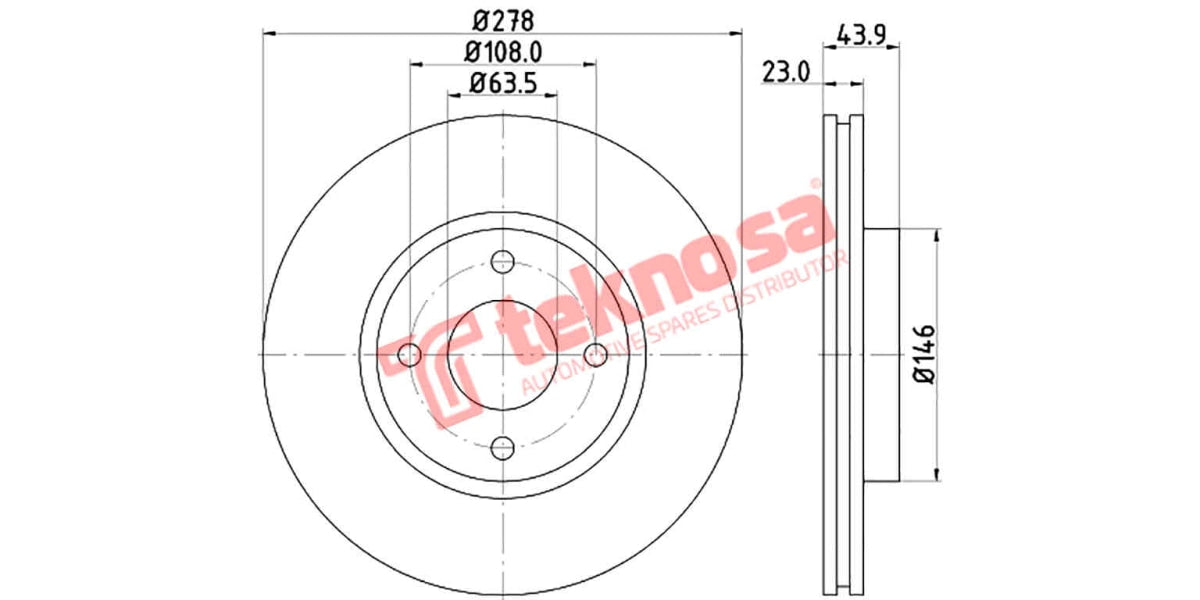 Brake Disc Ford B - Max 1.0/Fiesta 1.6St 13- (Fv)