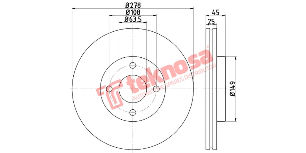 Brake Disc Ford Fiesta 2.0St 05-08 (Fv)