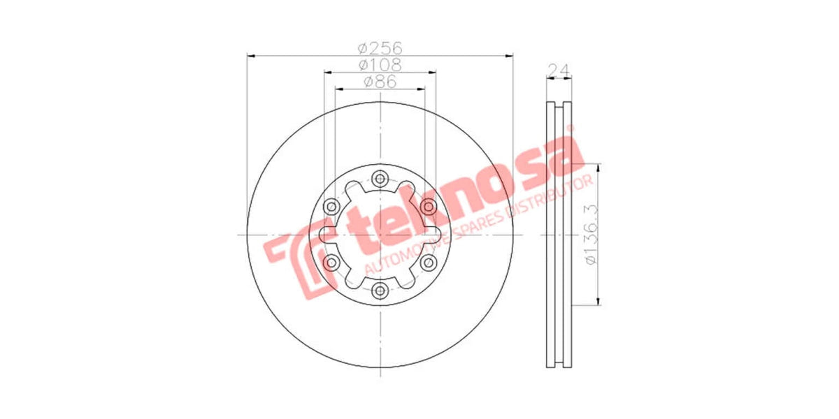 Brake Disc Ford Ranger 2.2 2010- (Fv)