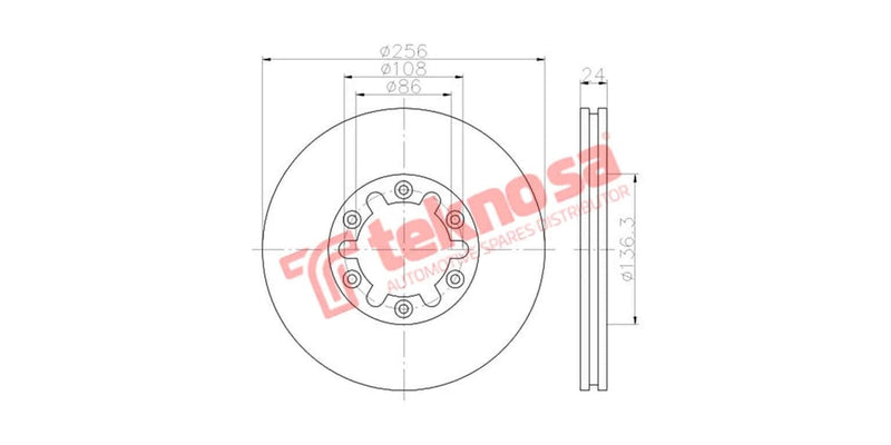Brake Disc Ford Ranger 2.2 2010- (Fv)