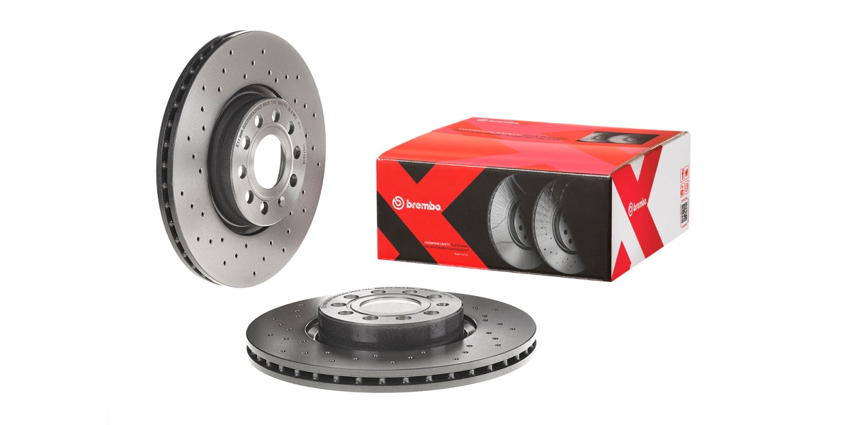 Brake Disc Front (2-In-Box) Drilled - Vw Golf Scirocco Touran Audi A3 (Brembo 0997721X)