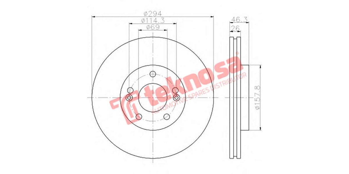 Brake Disc Hyundai Santa Fe 2.7 V6 01-06 2.4 00- (Fv)