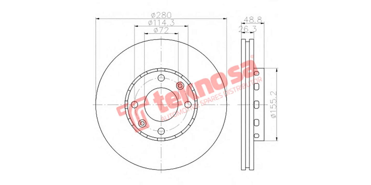 Brake Disc Kia Carens Ii 1.8 02- 2.0Cdi 04-(Fv)