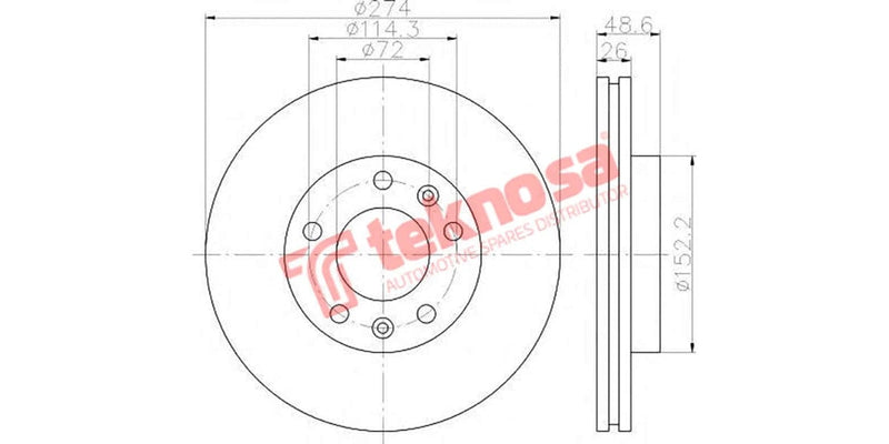 Brake Disc Kia Sedona 2.5I/2.9Dt 04- (Fv)