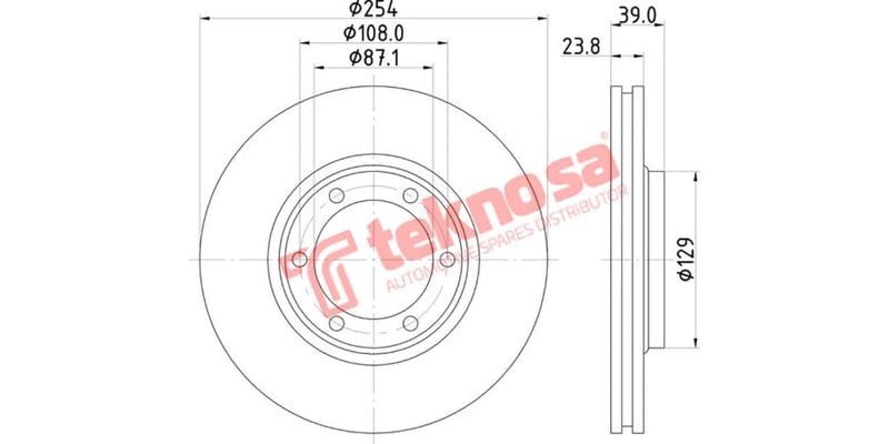 Brake Disc Mitsubishi Colt 4X2 2.0 2.4 2.5 99- (Fv)