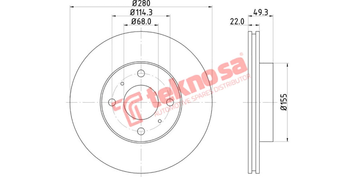 Brake Disc Nissan Almera 1.6/1.8 00- (Fv)