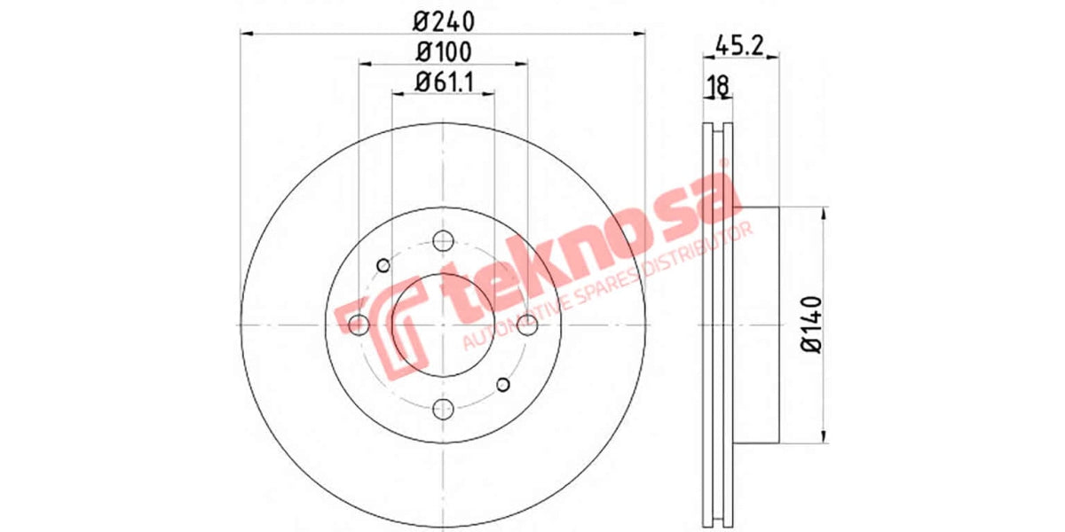 Brake Disc Nissan Sentra/Sabre 1.4-1.6 90- (Fv)