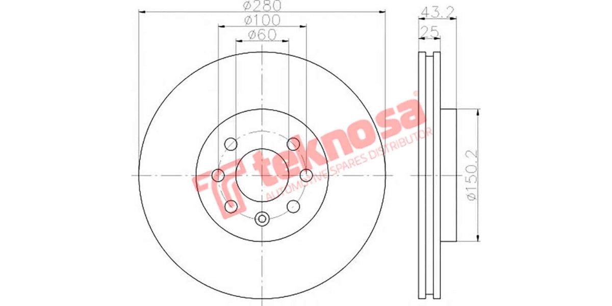 Brake Disc Opel Astra 1.6 09- (Fv)