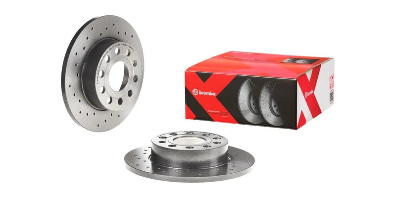 Brake Disc Rear (2-In-Box) Drilled - Vw Scirocco Tiguan Audi Golf 5 & 6/audi A3 8P (Brembo 0894881X)