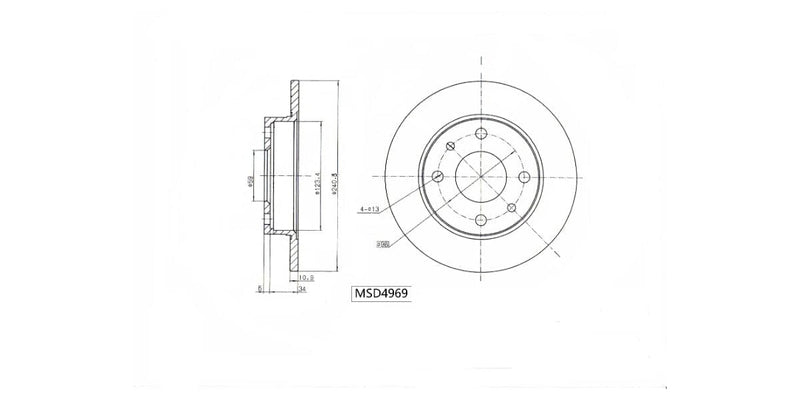 Brake Disc Solid Front Fiat Punto 1.2 1.3 1.8 2004-2009 (Single) Brake Disc