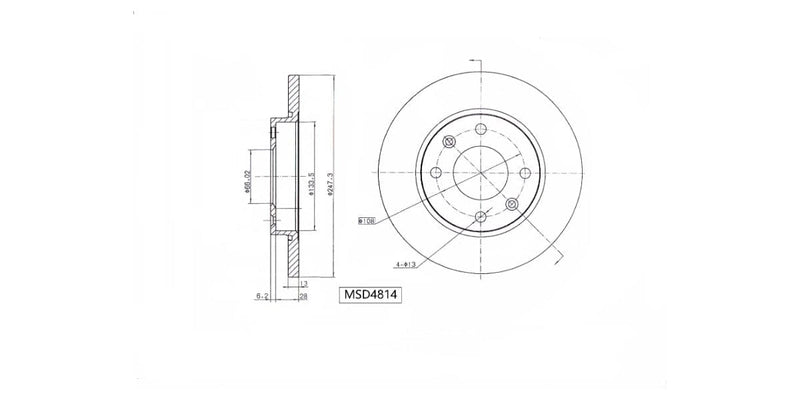 Brake Disc Solid Rear Peugeot 206 1.4 Popart Xr Hdi 2001-2008 (Single) Brake Disc