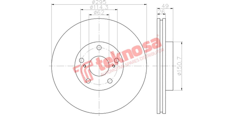 Brake Disc Toyota Corolla/Verso 2.0/2.2 (Fv)