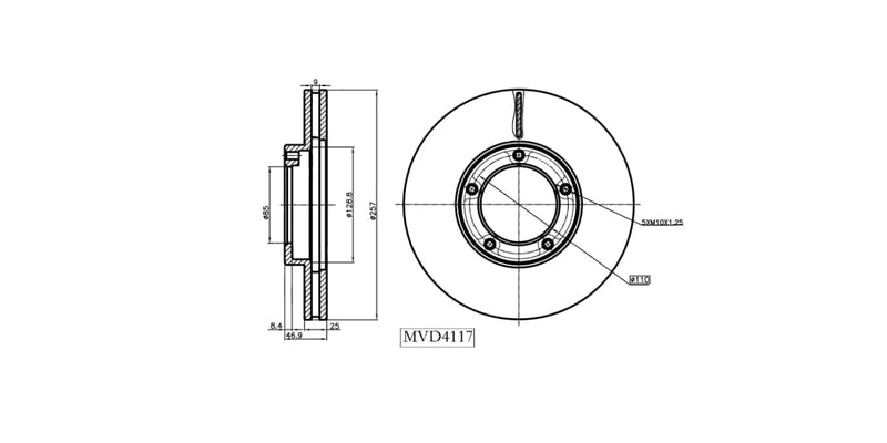 Brake Disc Vented Front Cam Inyathi 2.2I,Foton 2.2I,Gwm Ldv 2.2I,Gwm Steed 2.2I,Meiya 2.2I Ldv 2007-2011 (Single) at Modern Auto Parts!