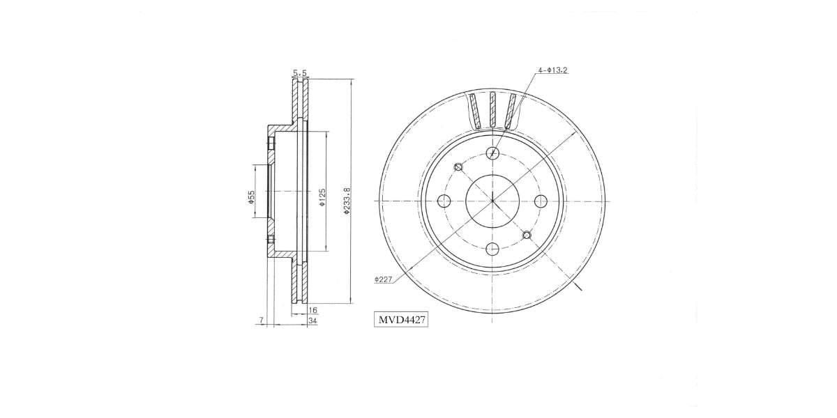 Brake Disc Vented Front Daihatsu Charade 1.0,Sirion,Yrv 2001-2011 (Single) at Modern Auto Parts!