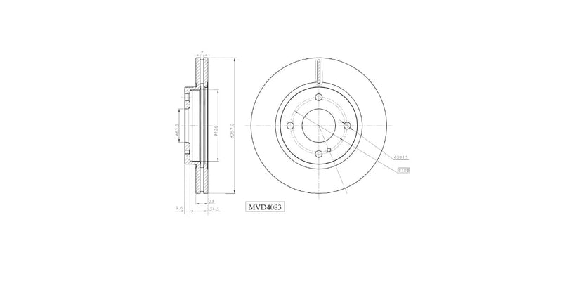 Brake Disc Vented Front Ford B-Max 2015> Fiesta [2][3][4]2005-2015 Figo 2010> (Single) Brake Disc