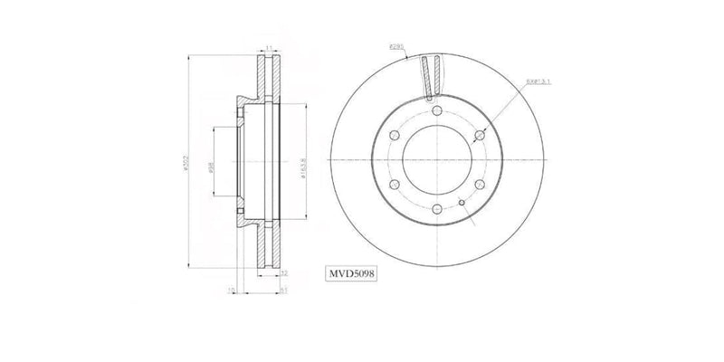 Brake Disc Vented Front Ford Everest 2,2,3,2,Ranger 2.2Tdci,2.5I,3.2Tdci,Mazda Bt-50 2012> (Single) at Modern Auto Parts!