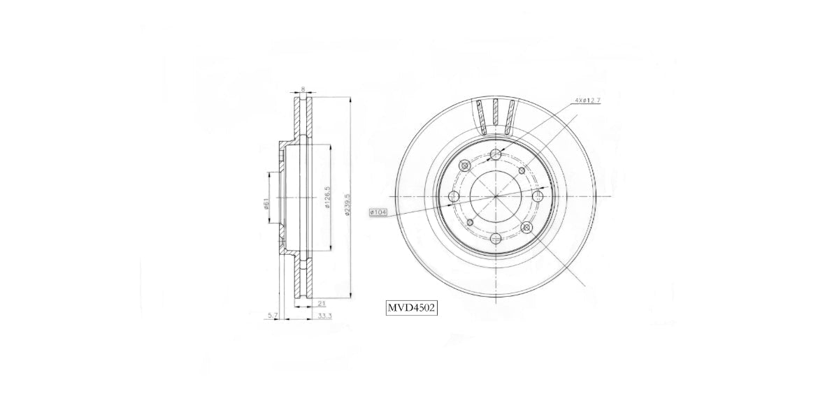 Brake Disc Vented Front Honda Fit 1.3,Jazz I 1.4,1.5 Vtec 2001-2008 (Single) at Modern Auto Parts!