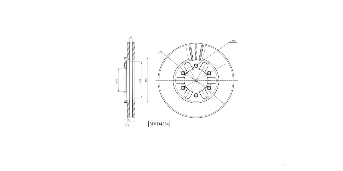 Brake Disc Vented Front Nissan 1 Tonner 1988-1996 Hardbody 1999-2002 Np300 2009> (Single) Brake Disc