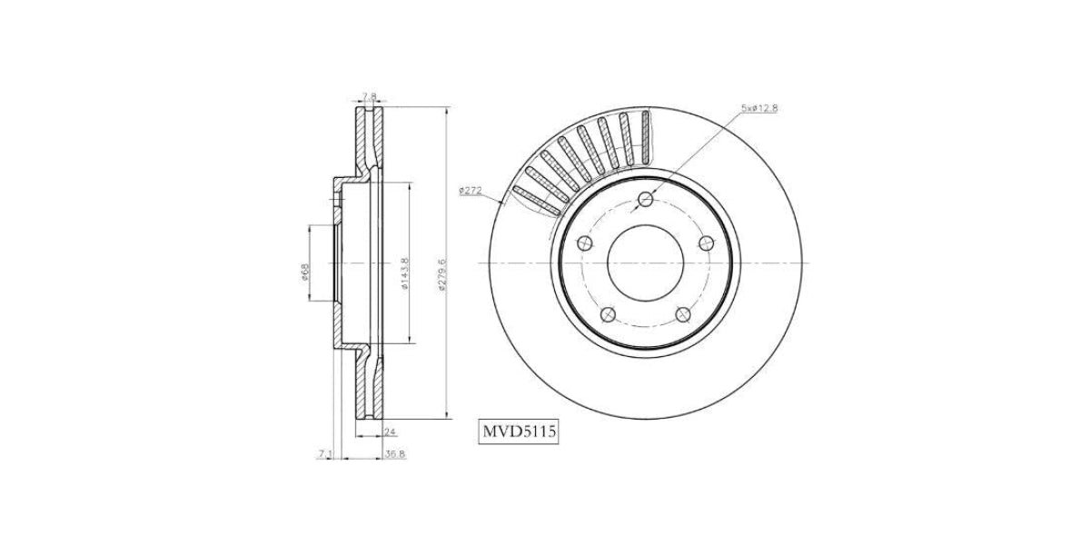 Brake Disc Vented Front Nissan Juke 1.2,1.5,1.6 2013> Sentra 2013> (Single) at Modern Auto Parts!