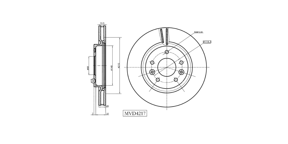 Brake Disc Vented Front Nissan Juke Qashqai Xtrail 2008> (Single) Brake Disc