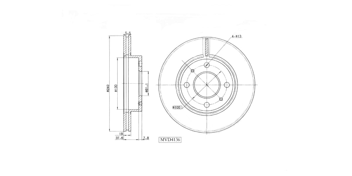 Brake Disc Vented Front Nissan Sabre Sentra 140I 160I 1.8I 1993-2002 (Single) Brake Disc