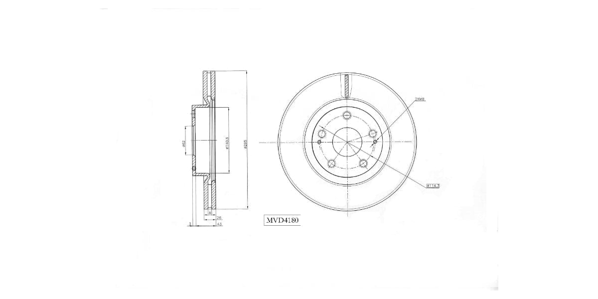 Brake Disc Vented Front Toyota Auris Aurisx Corolla Verso 2007-2014 (Single) Brake Disc