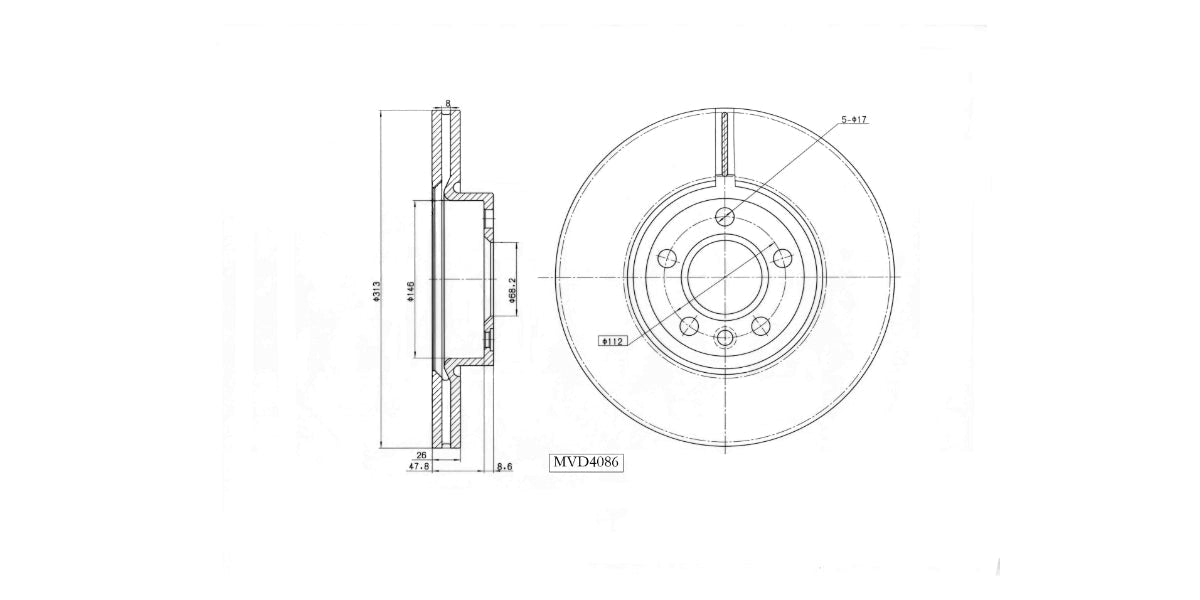 Brake Disc Vented Front Vw Sharan 1.8T 1999-2006 Kombi T4 2001-2004 (Single) Brake Disc