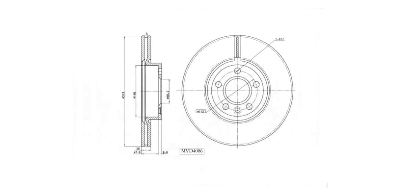 Brake Disc Vented Front Vw Sharan 1.8T 1999-2006 Kombi T4 2001-2004 (Single) Brake Disc