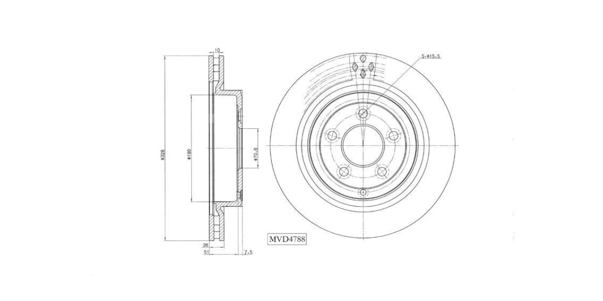 Brake Disc Vented Rear Ford Territory 4.0I 4X2 2005-2007 (Single) at Modern Auto Parts!