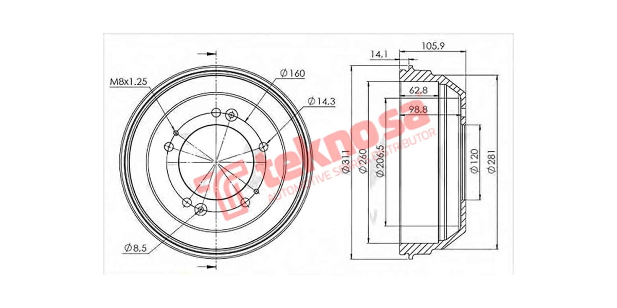 Brake Drum Kia K2500 14-