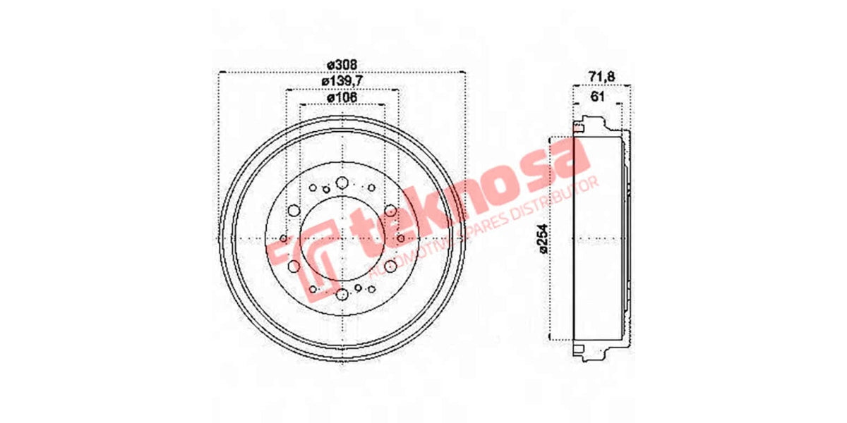 Brake Drum Quantum : Sesfikile : 2.5D - 2.7D - 4D (2012 On)