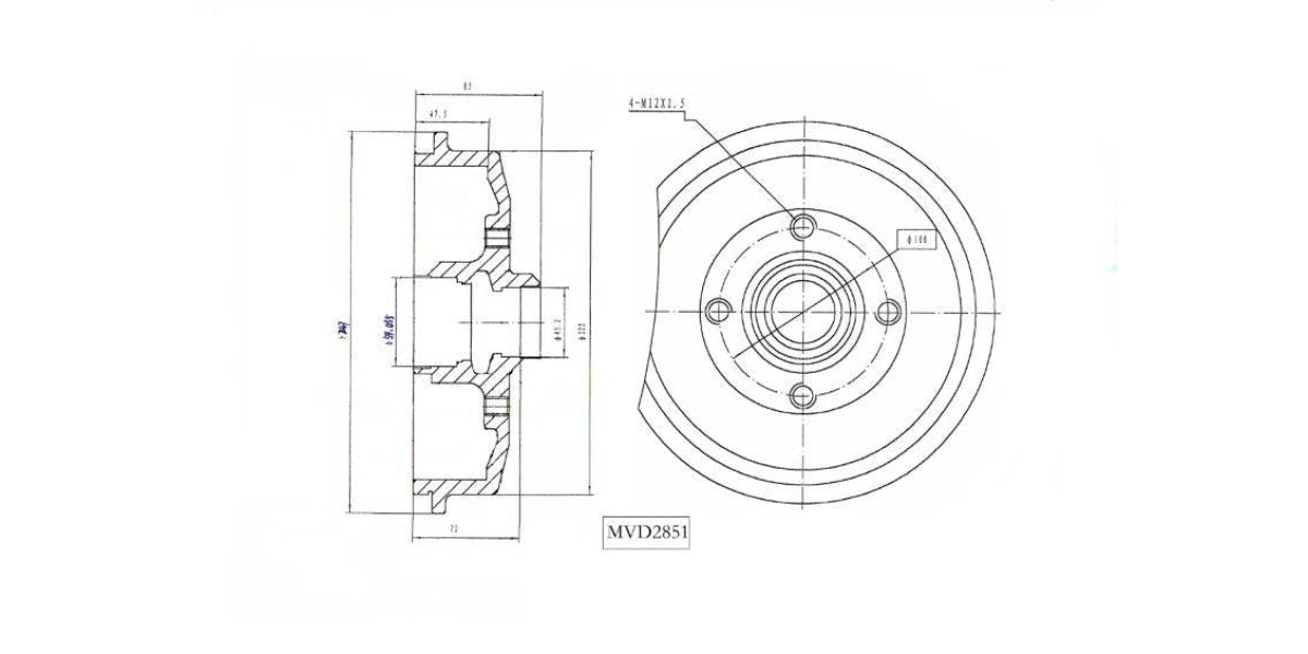 Brake Drum Rear Ford Bantam,Mazda Rustler 1986-1994 (Single) at Modern Auto Parts!