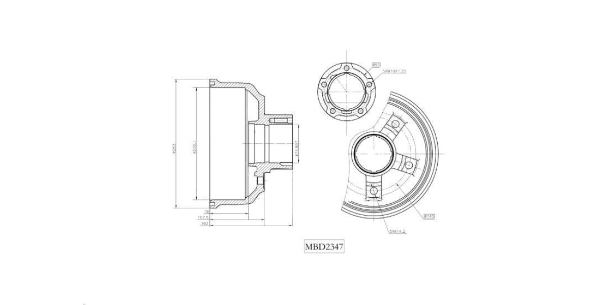 Brake Drum Rear Kia K2700 2.7D Ldv 2001> (Single) Brake Drum