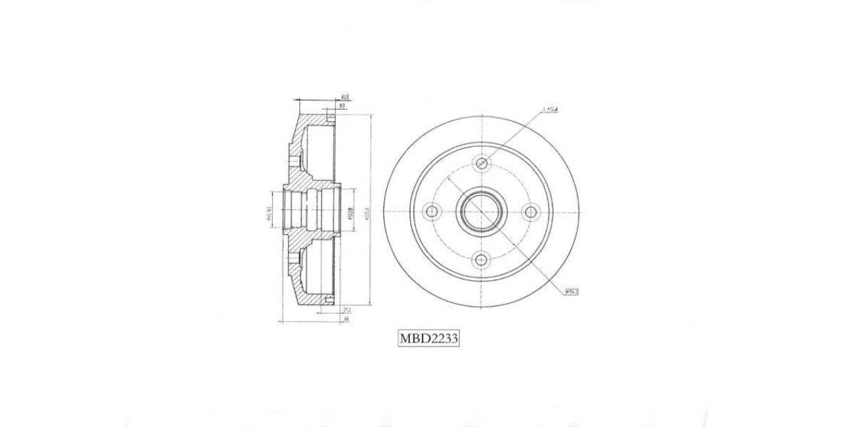 Brake Drum Rear Mazda 323/ Ford Laser Meteor Tracer 1986-2002 (Single) Brake Drum