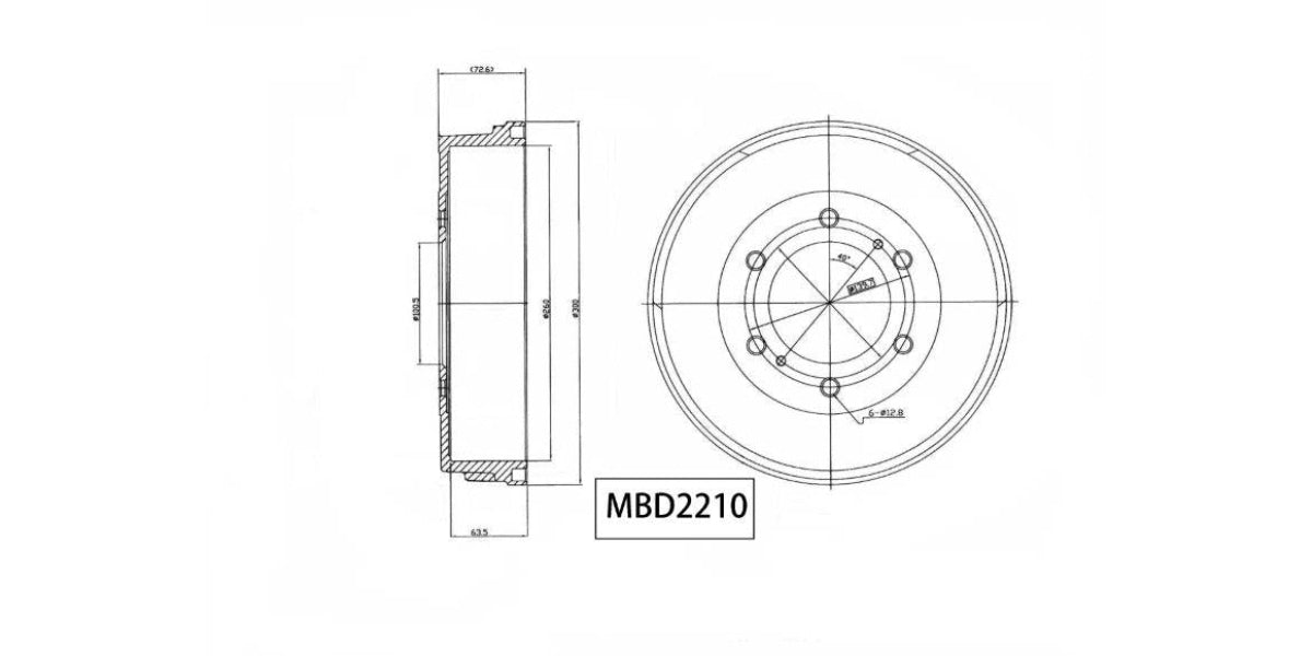 Brake Drum Rear Nissan Np300/ Nv350 P/van Impendulo 2009> (Single) Brake Drum