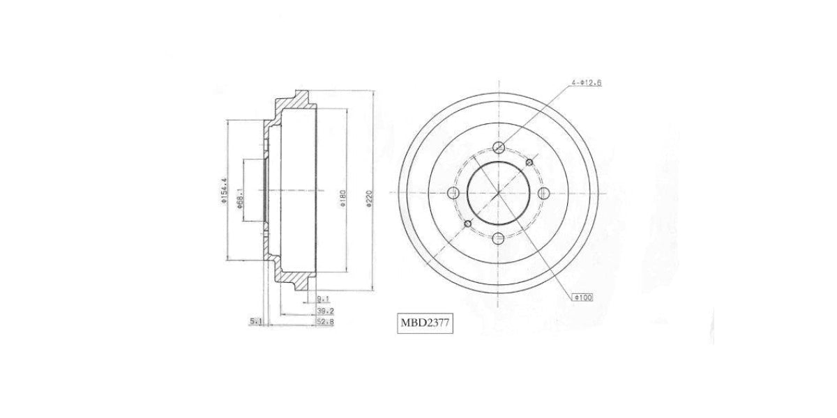 Brake Drum Rear Nissan Sabre 160Gx Gx Sentra 140I Si 160Gs Se 1993-2002 (Single) Brake Drum