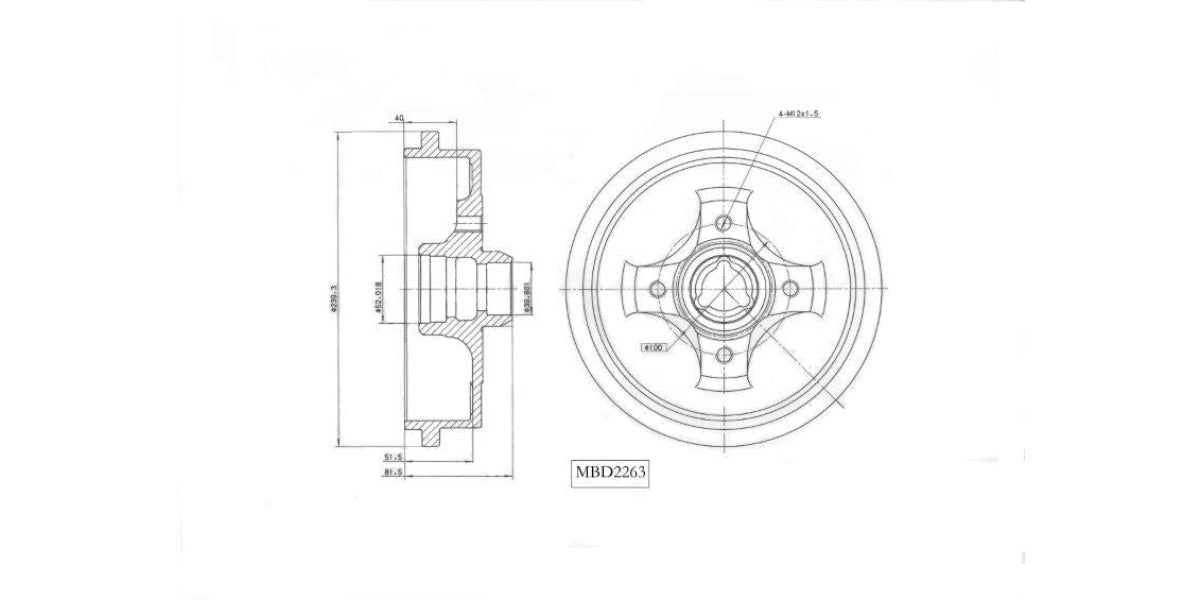 Brake Drum Rear Vw Golf Iii/polo Classic/playa/vivo/ Jetta Iii/ Passat 1993-2014 (Single) Brake Drum