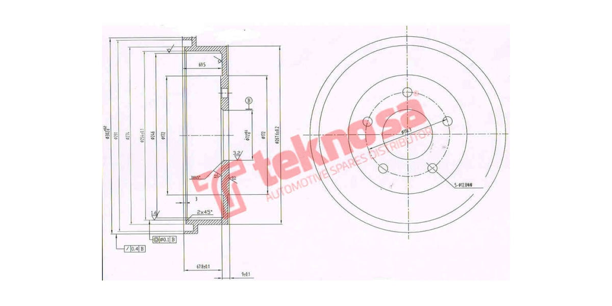 Brake Drum Toyota Hilux/Super 10 Local Diff 84-