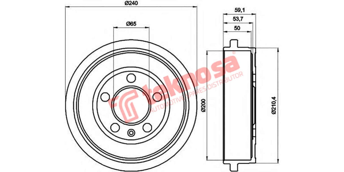 Brake Drum Vw Polo 1.4/1.6/1.9Tdi 02-