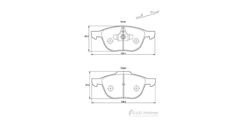 Brake Pads Front Ford Ecosport (13-) Focus [2][3] (05-15-) Kuga (11-) Mazda 3 (04-14) Volvo C30,C70,S40,V40,V50 (06-18) (SAFELINE D3454S)