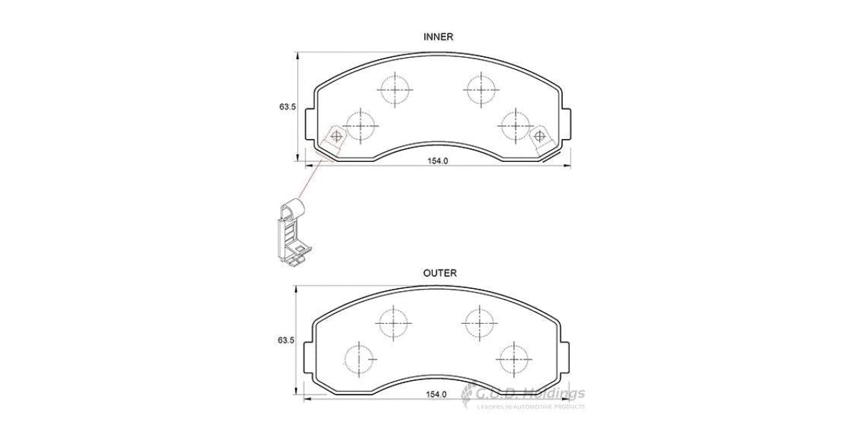 Brake Pads Front Hyundai H1 2.4 Mpi (2009-) Kia K2700 2.7D Ldv (2001-) (SAFELINE D3479S)