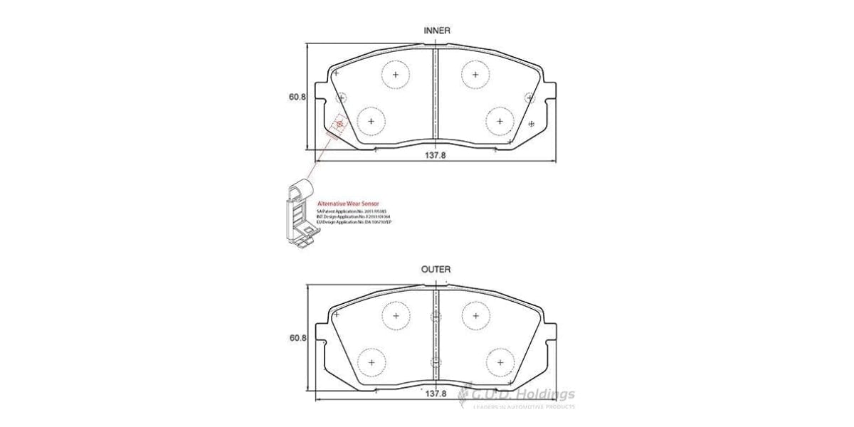 Brake Pads Front Hyundai Ix35 4X2/4X4 (10-16) Tucson [2] (15-) Kia Soul [2] (15-) Sportage [3] (10-) (SAFELINE D3791S)