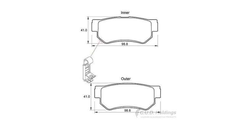 Brake Pads Rear Hyundai Azera (06-) Elantra (04-) Getz (04-) Matrix (02-) Santa Fe (01-) Sonata (00-) Tucson (04-) Kia Sportage (04-10) (SAFELINE D3440S)