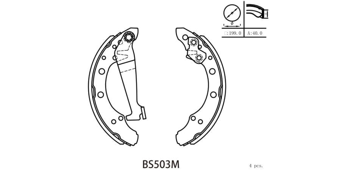 Brake Shoe 503 Vw Golf 3 (93-96) Jetta (93-96() Passat (81-87) Polo (2006-2018) Classic (96-10)