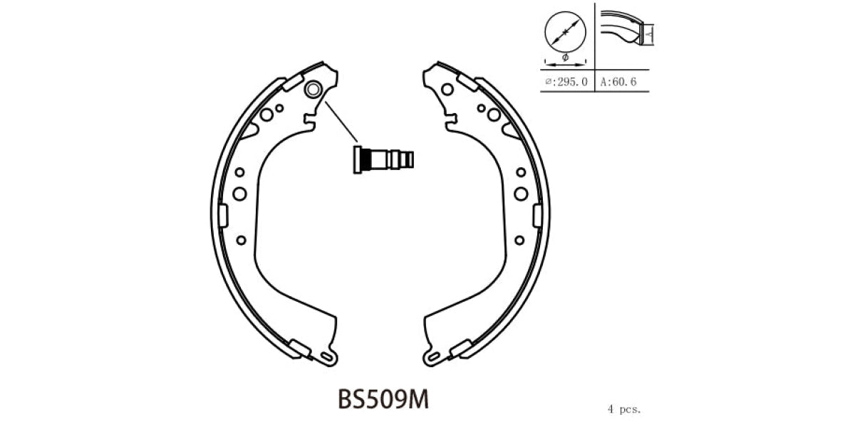 Brake Shoe 509 Toyota Landcruiser Petrol/diesel (1981-2007) (Bs509M) Motopart Shoes