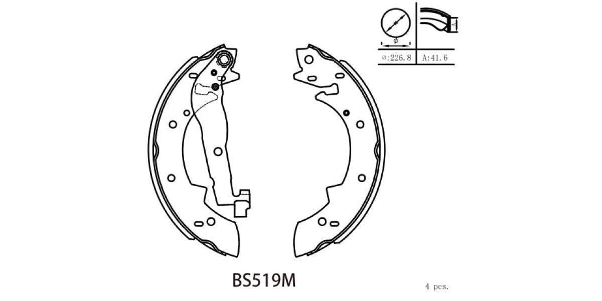 Brake Shoe 519 Bmw 3-Series [E30] (82-92) Nissan Skyline (87-92) Toyota Camry (93-00) Cressida